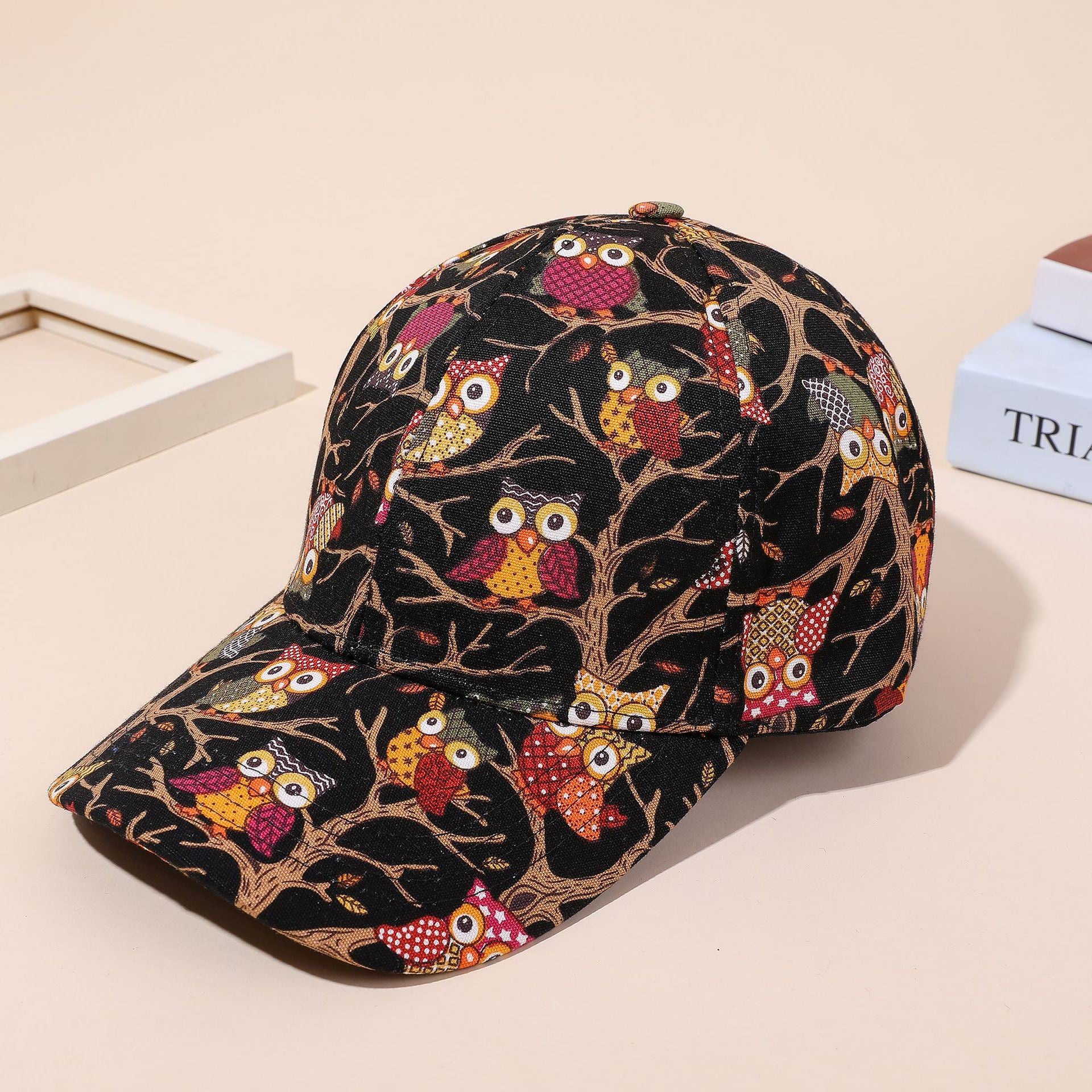 Creative new cartoon pattern baseball cap men and women casual sun hat owl print peaked cap spring and summer Doba